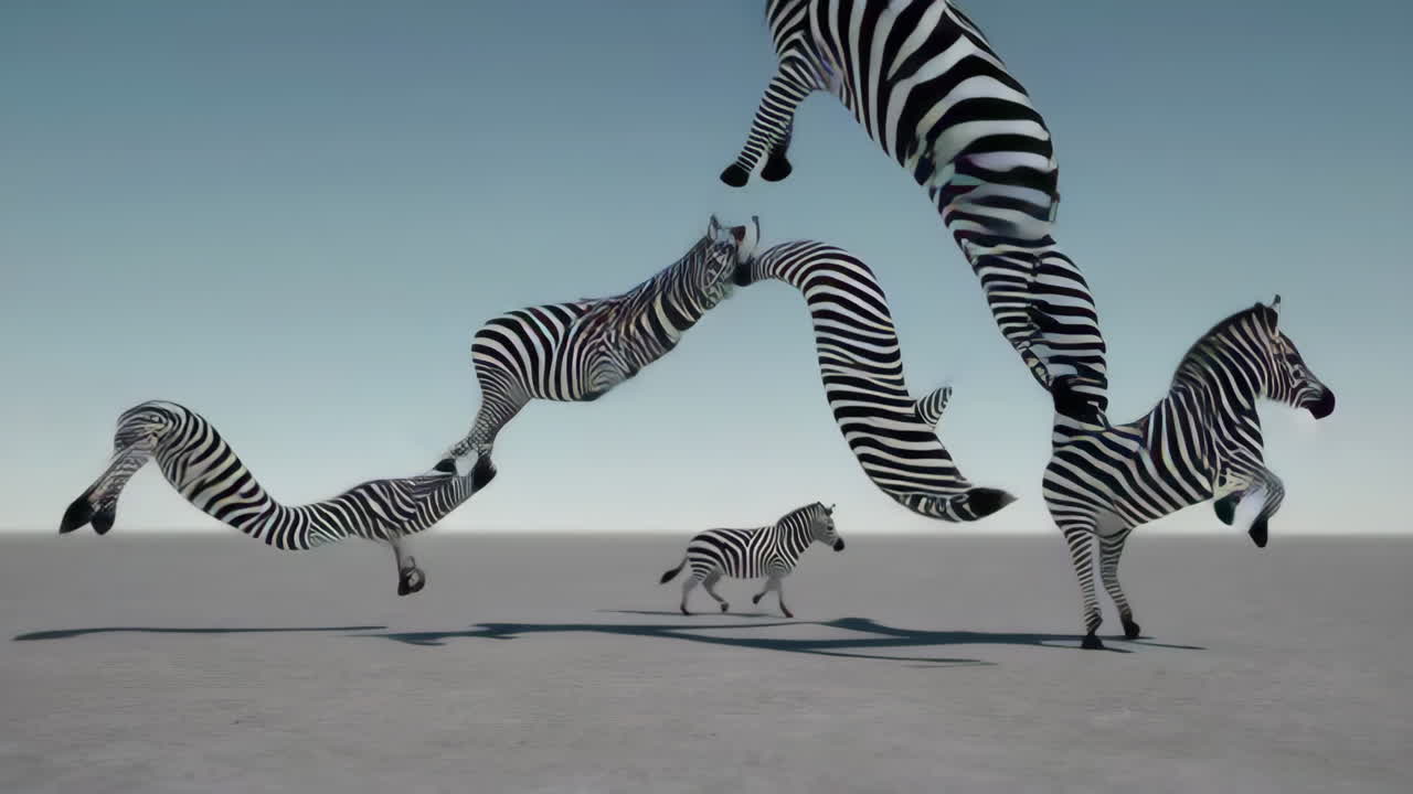 Surreal Zebras in a Minimalist Dreamscape