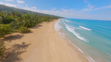 drohne fliegt über coson beach, las terrenas in der dominikanischen republik