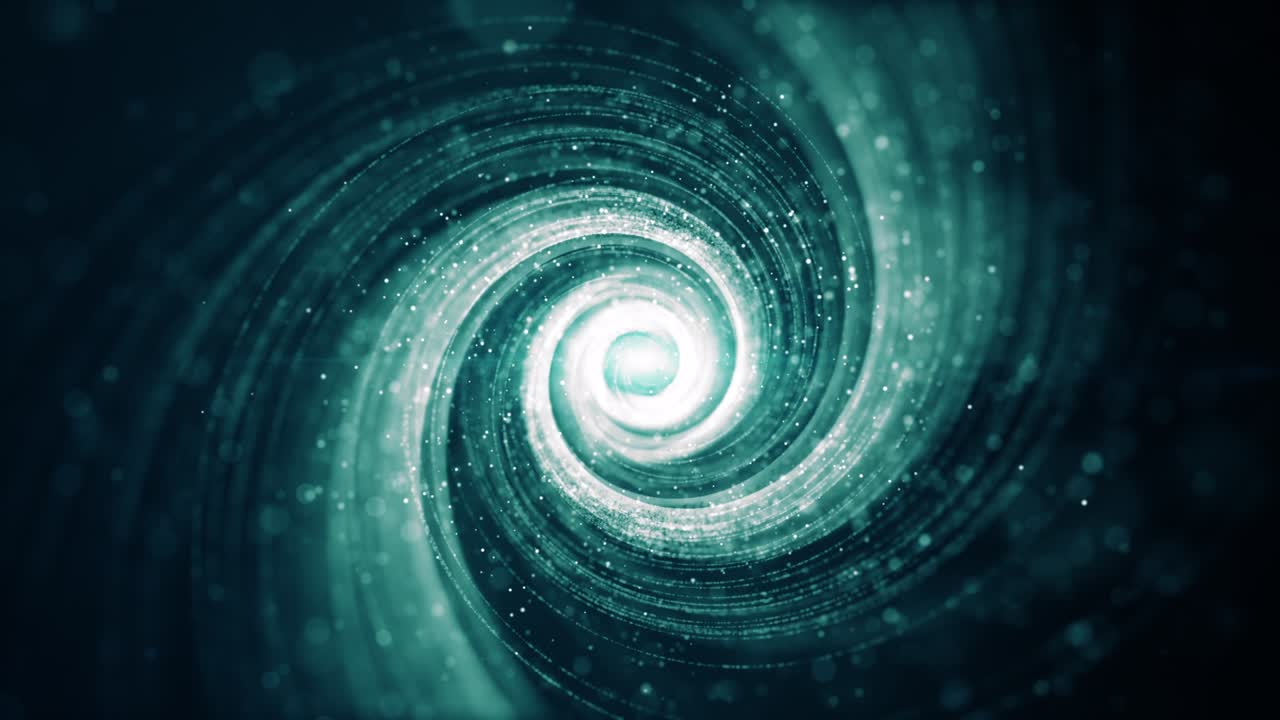 Sfondo di tunnel digitale del cyberspazio con linee attorcigliate, particelle e bokeh. Sfondo astratto di ambiente premium, animazione 4K in loop senza soluzione di continuità, rendering 3D.