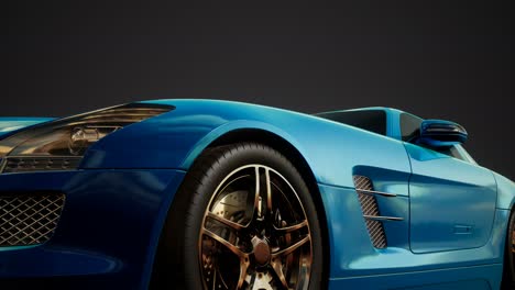 luxury sport car in dark studio with bright lights