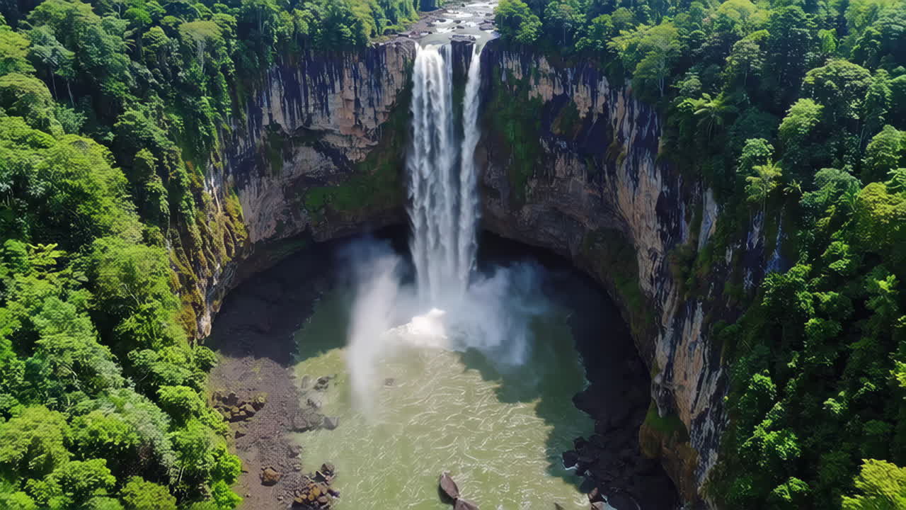 Amazing Waterfall in a Lush Jungle