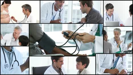 patient having blood pressure checked by a doctor