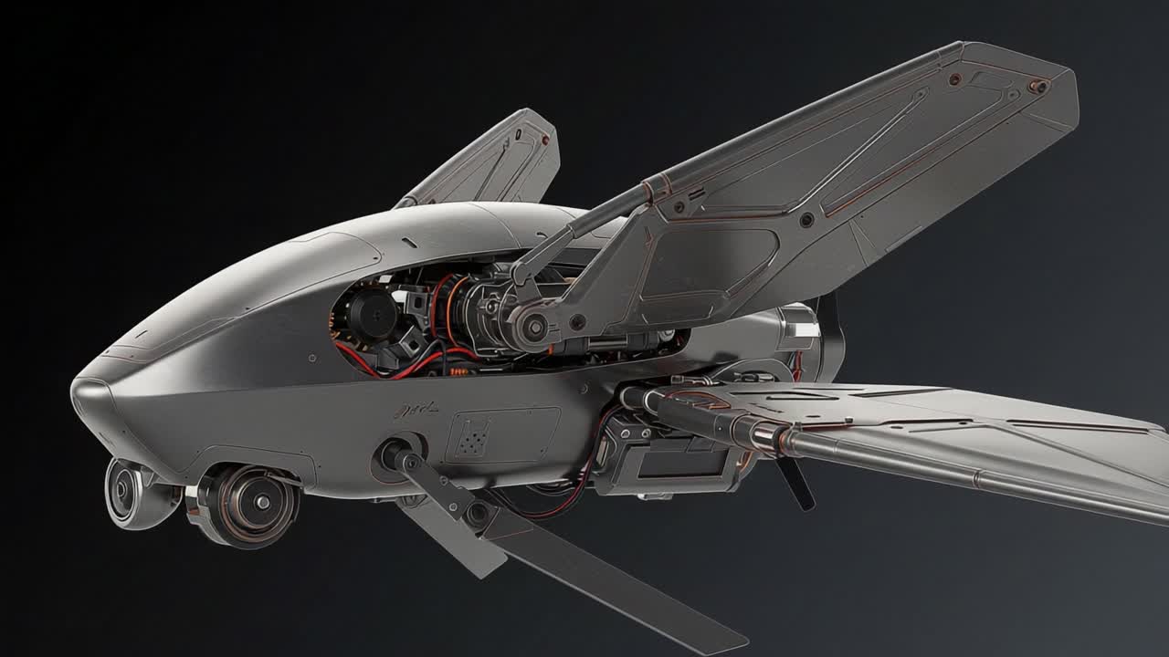 Futuristic Drone Concept Showcasing Aerodynamic Design with Sleek Body and Advanced Technology Features Captivating Innovation in Modern Engineering