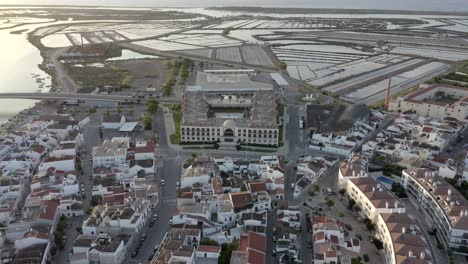 the beautiful town hall of tavira, portugal during sunset on a beautiful summers day