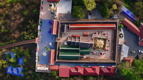 wat phra that doi kham buddhist temple complex with colorful roofs