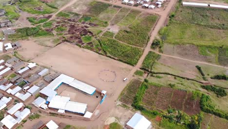 African-Suburbs-from-Drone-View,-Malawi-Countryside