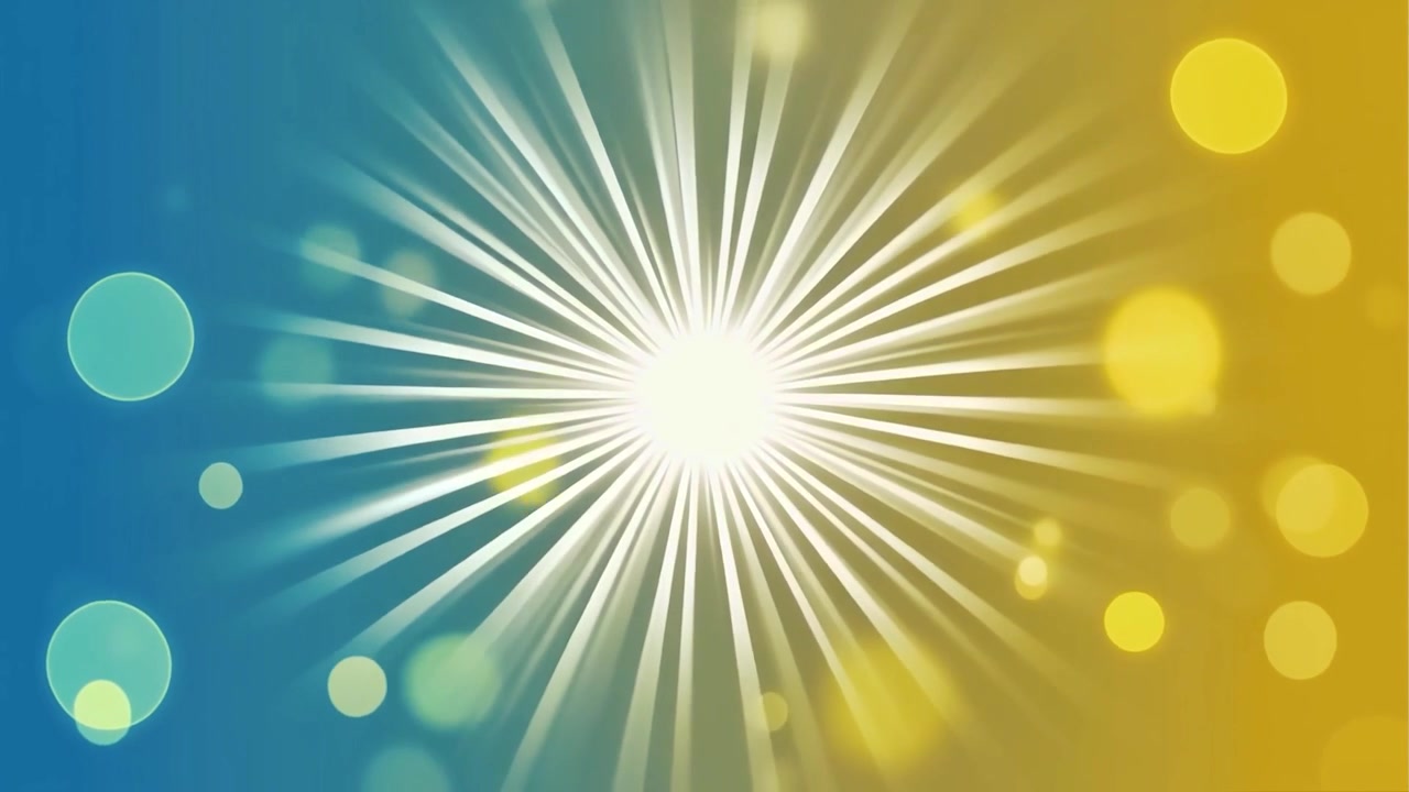 Abstract Background with Radiant Light Rays and Bokeh Circles
