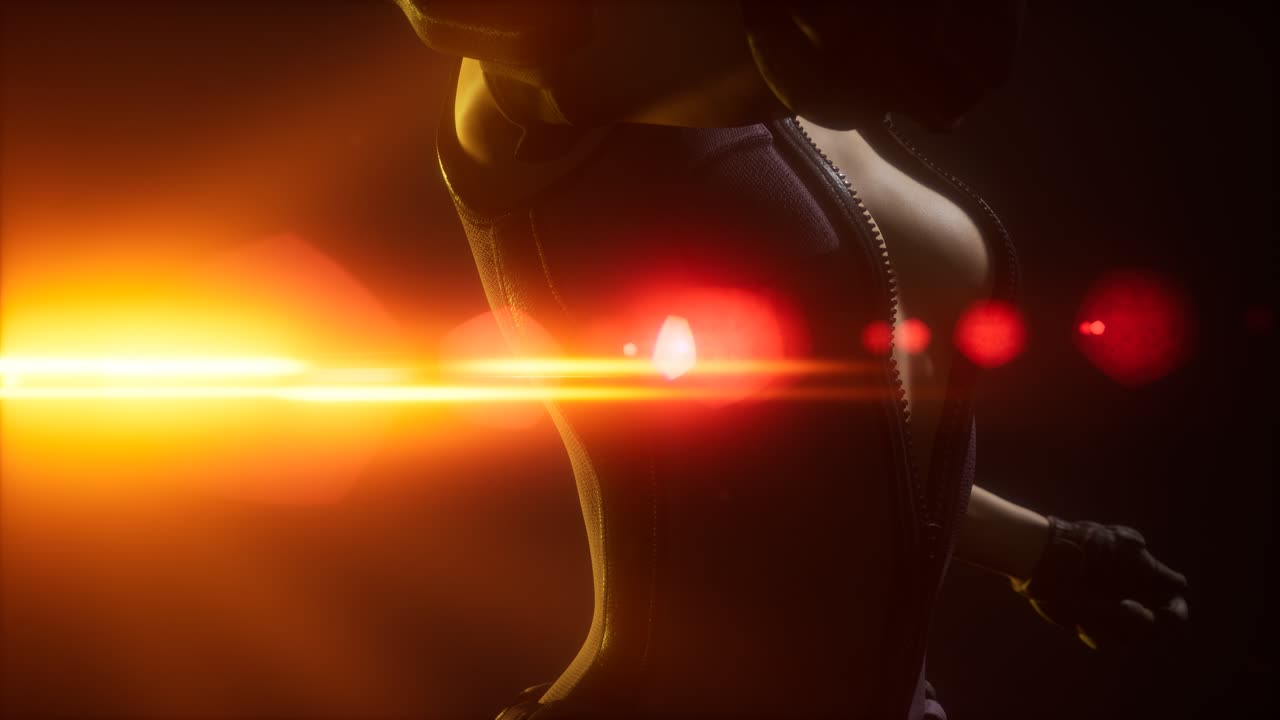 mujer joven cyberpunk, estilo futurista