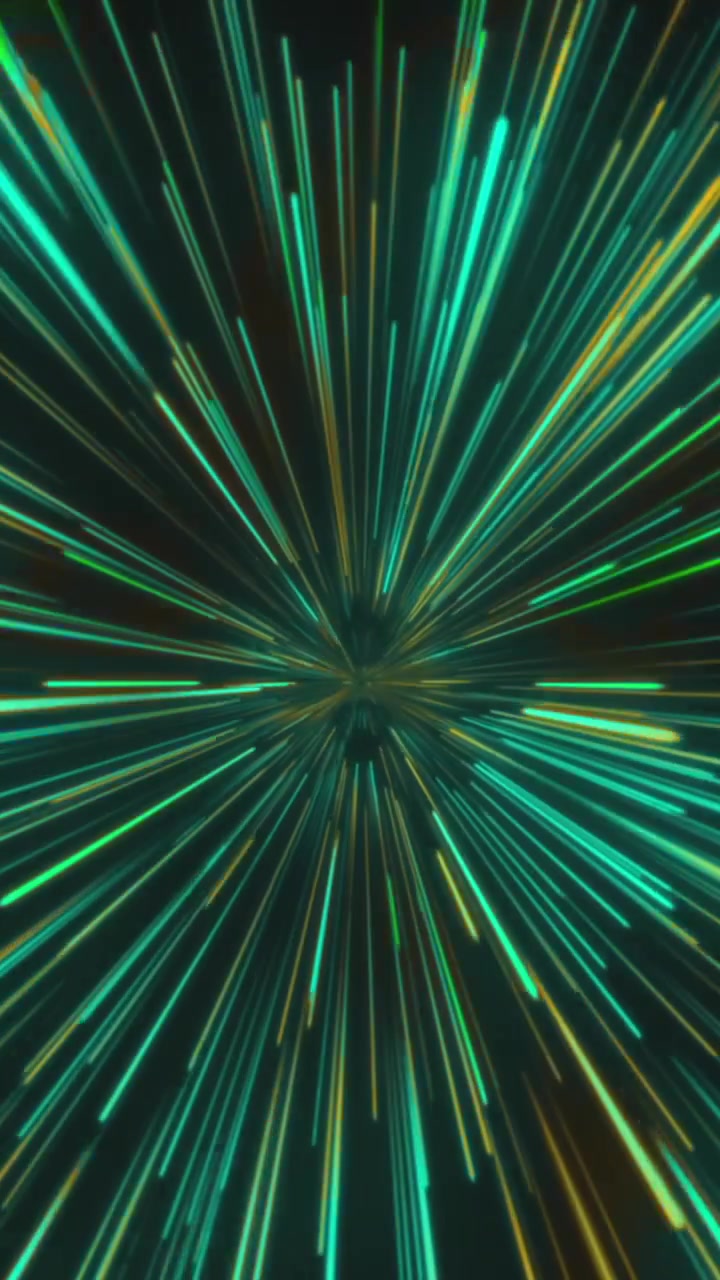 Animation of green light trails moving against copy space on black background