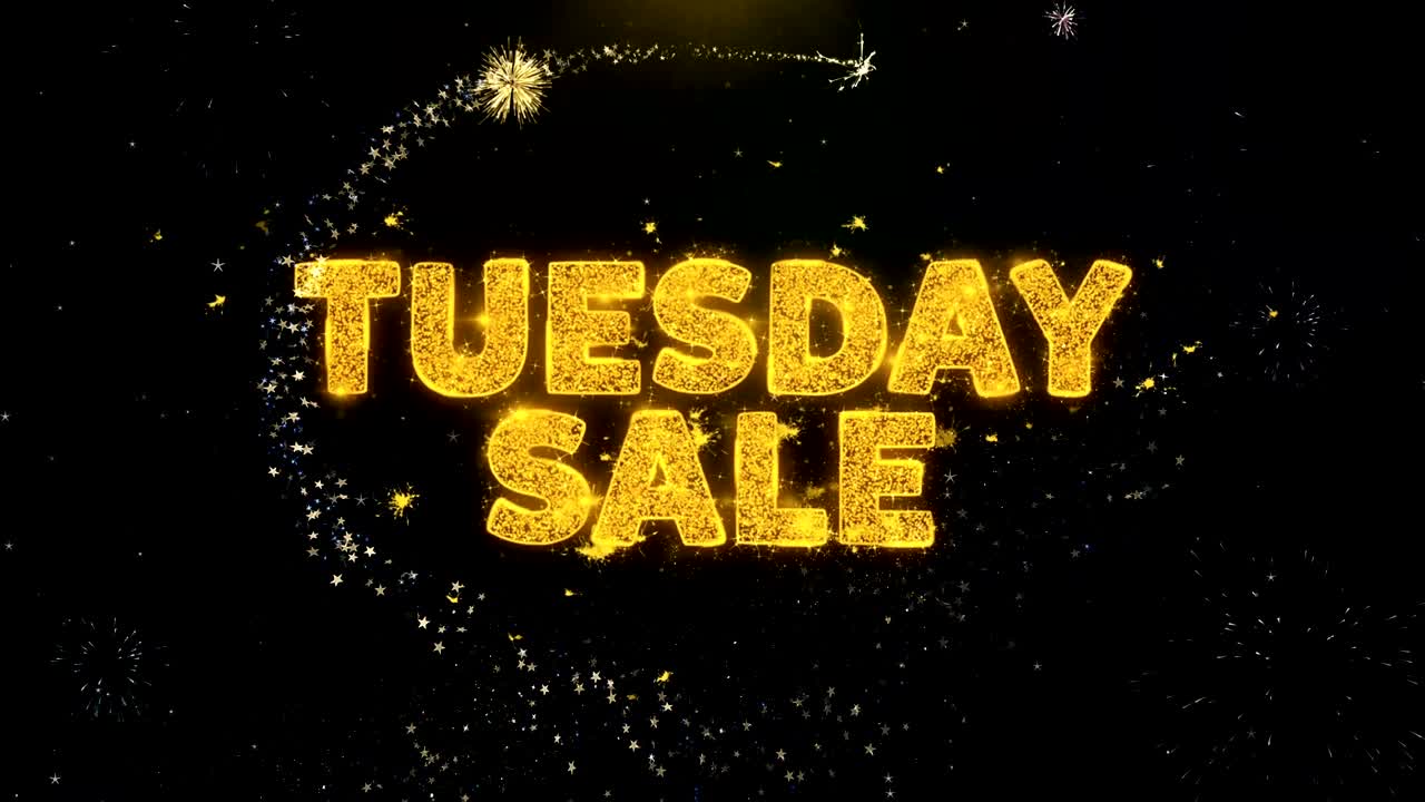 화요일 판매 금 입자 불꽃놀이 전시에 대한 텍스트