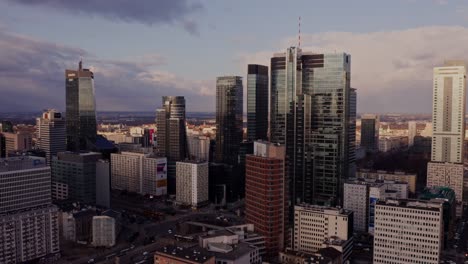 warsaw cityscape at sunset