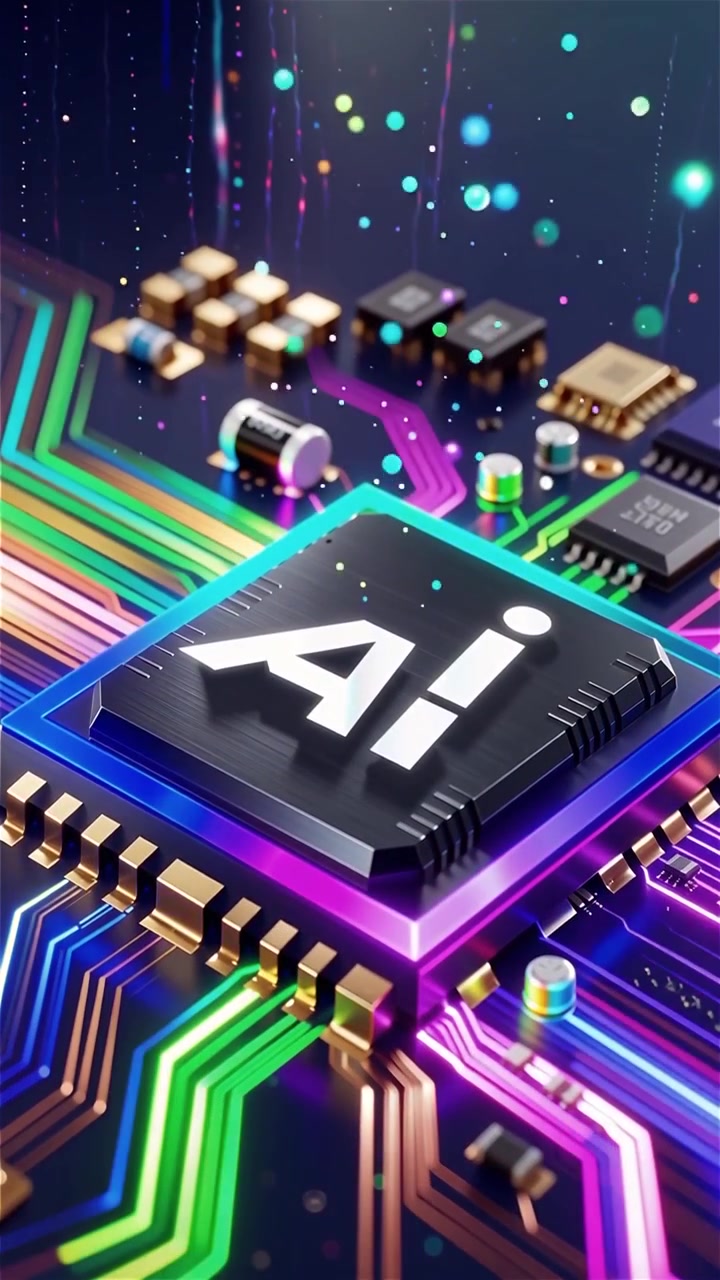 Futuristic AI Chip Motherboard Technology Background