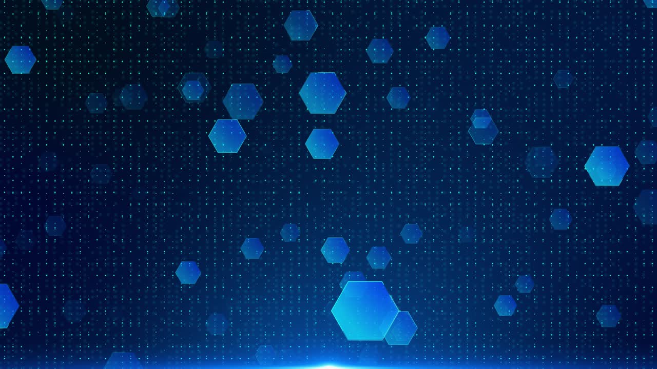 Tech blue minimal hexagons polygonal patterns shape abstract geometric animation background