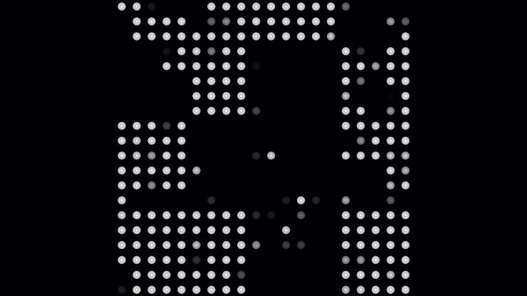 Animating White and Gray Dots on Black Background