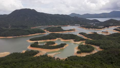 aerial view of tai lam chung reservoir in hong kong