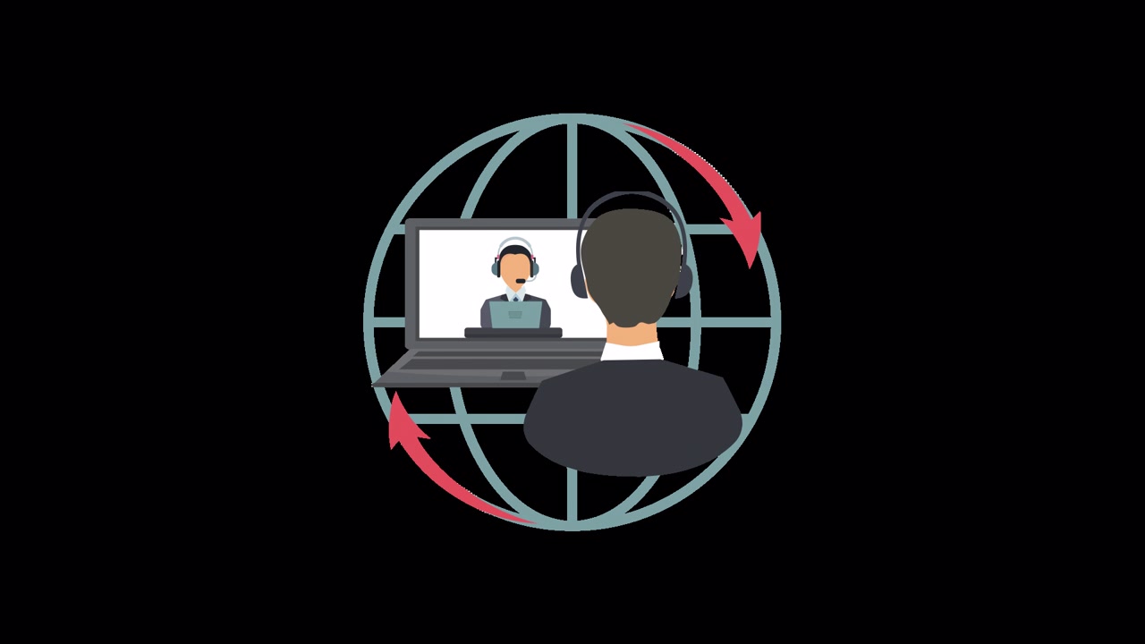 Animated Icon of Global Customer Service and Remote Support