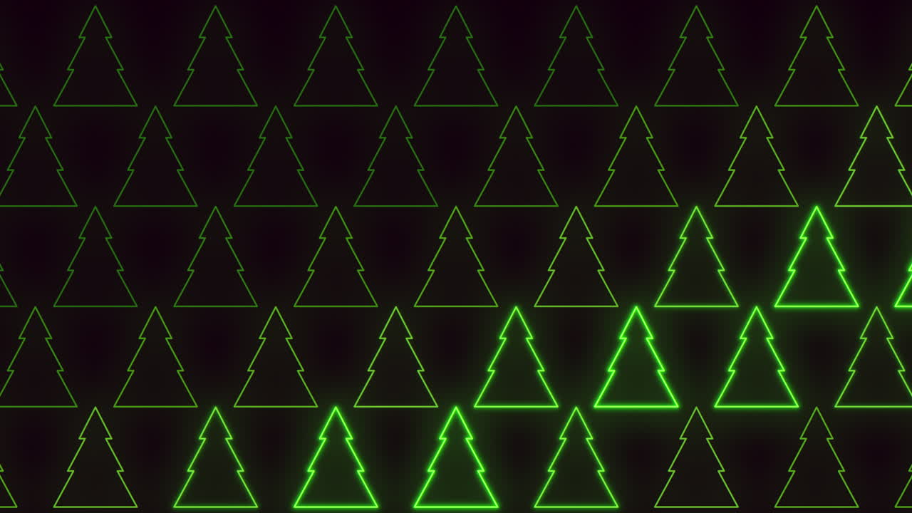검은 그라데이션에 원활한 네온 크리스마스 트리 패턴