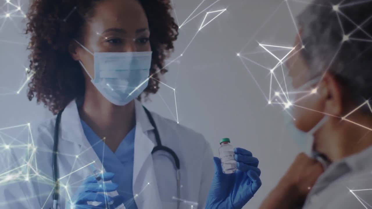 Animation of connections over diverse doctor and patient vaccinating