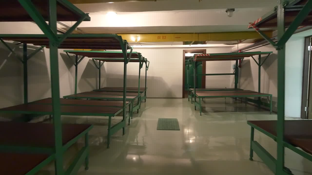 Inside The Bunker Within ABK-1 Building At Chernobyl Nuclear Power Plant In Ukraine. Dolly Shot