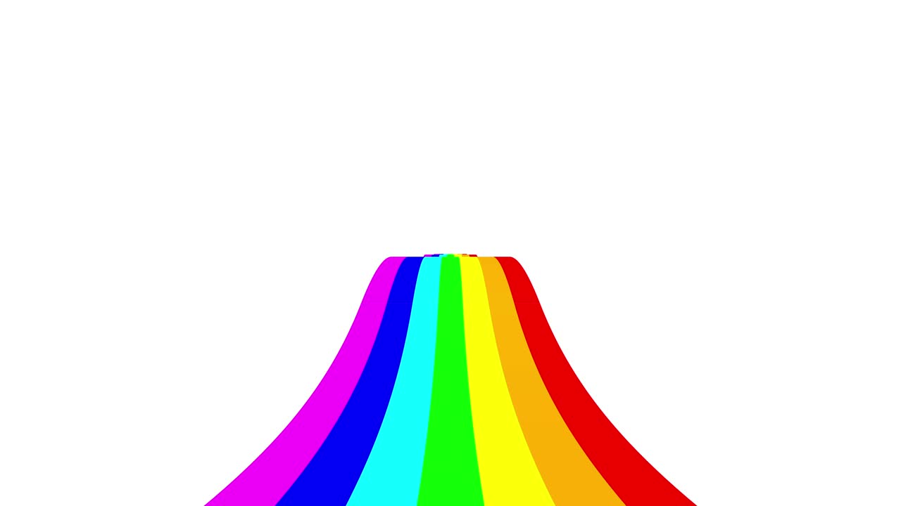 movimiento de la forma del arco iris con nubes por encima en el punto de vista hacia adelante puede utilizar para colorido fondo animado el fondo es bucle sin costuras.