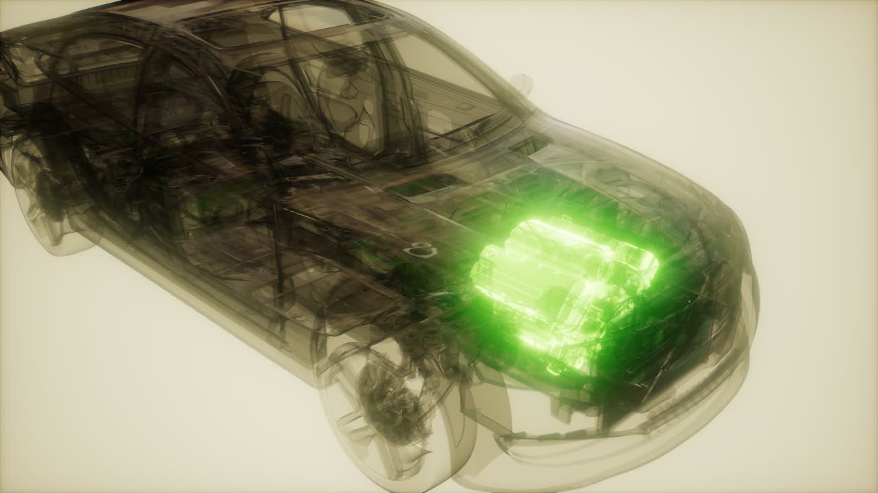 자동차 엔진이 자동차에서 보입니다.