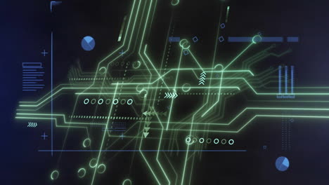 animation of digital data processing over computer circuit board