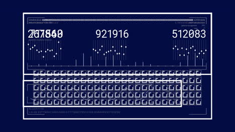 animation of loading bars, squares, graphs and changing numbers against abstract background