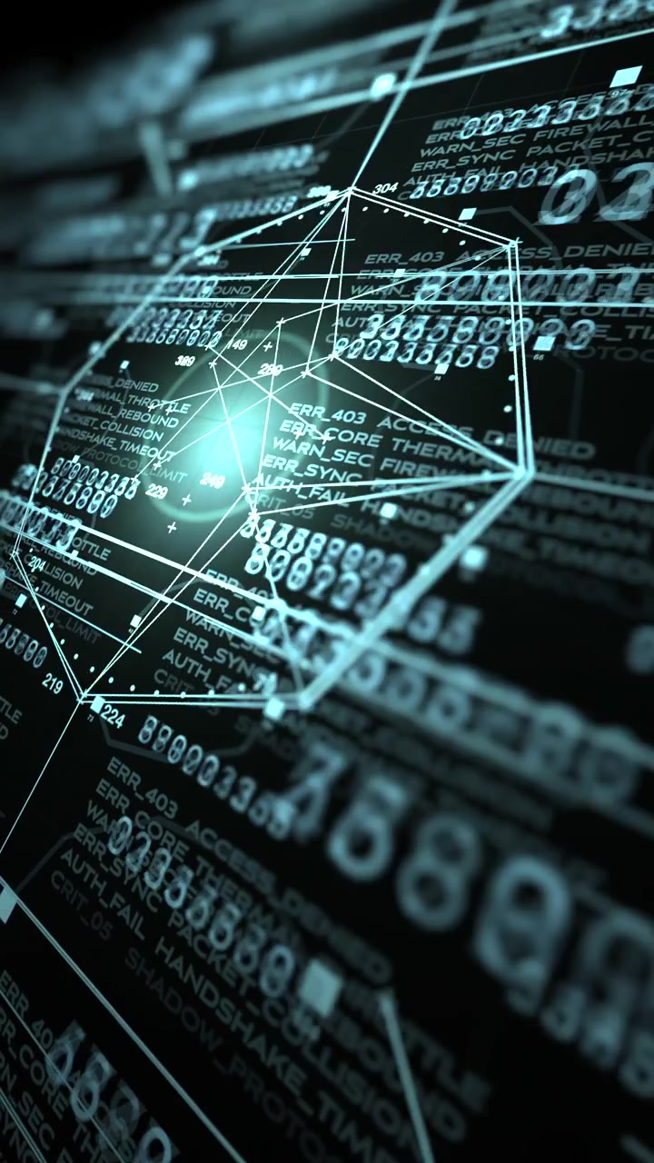 Lodret mobilvisning, der overvåger dybdegående kryptografiske logfiler, serverforbindelsesveje og højteknologiske forsvarsmatricer. Ideel til teknisk socialt indhold, softwareforklarere og UI b-roll.