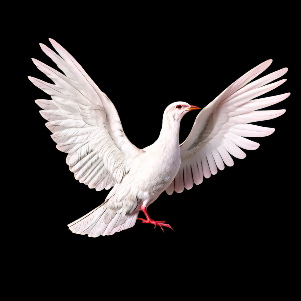 Elegante animación de un pájaro blanco volando, recurso aislado, vídeo transparente en 4K, canal alfa, ProRes