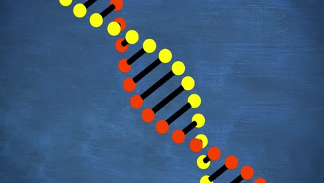 animación de una cadena de adn girando sobre un fondo azul