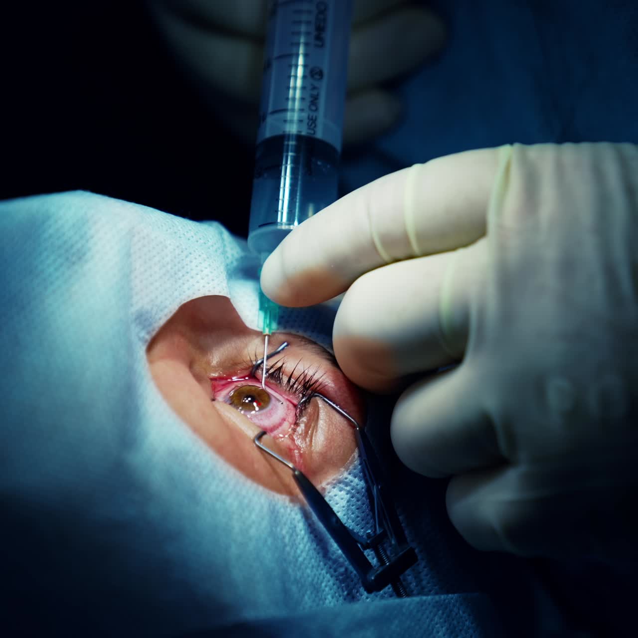 Laser vision correction. Patient in the operating room during ophthalmic surgery