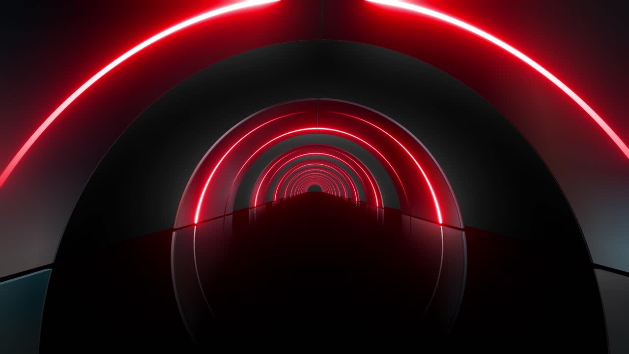 Red Neon Glowing Tunnel