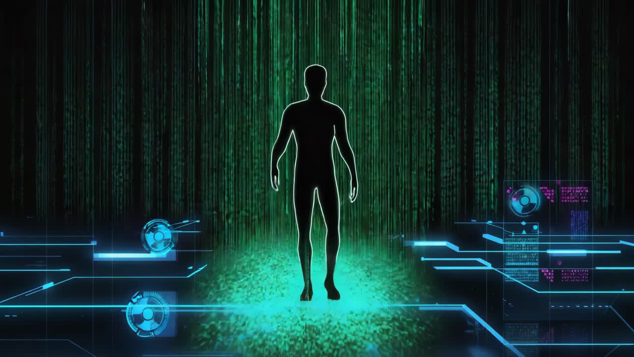 Silhouette in a digital matrix