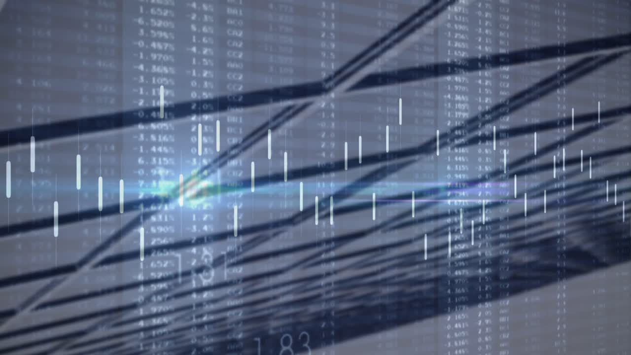 높은 건물의 클로즈업에 대한 데이터 처리의 애니메이션