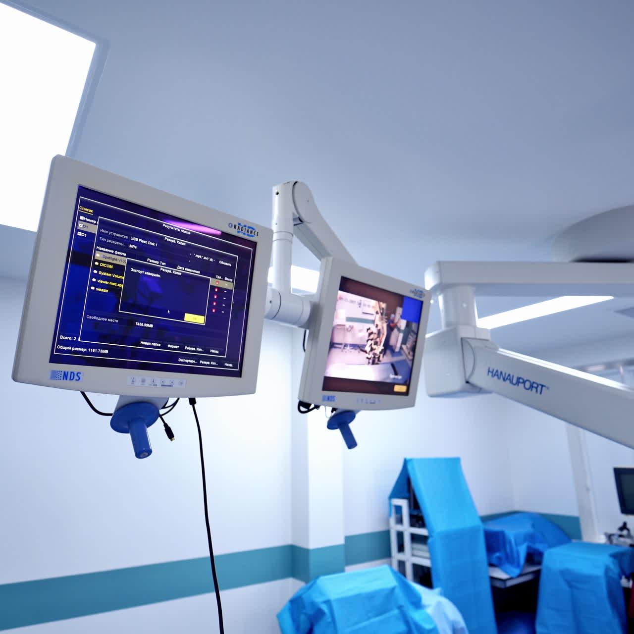 Empty operating room, medical surgery. Modern medical equipment for performing operations in clinic.