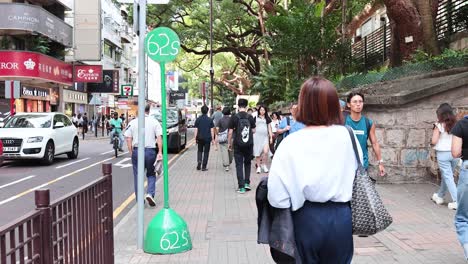 pedestrians walking along a bustling city street