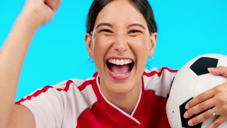face, soccer and woman winning
