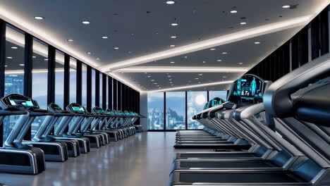 modern gym with futuristic treadmills