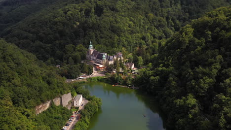 rotating drone shot over the lilafured, hungary