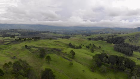 fotografía aérea inversa de las colinas verdes de la provincia de las tierras altas orientales, papúa nueva guinea