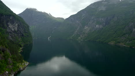 areal flight in the majestic geiranger fjord