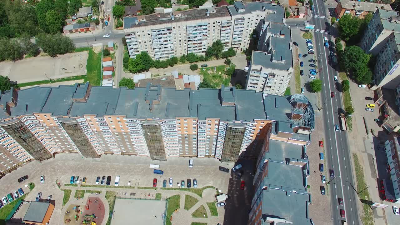 Modern and new apartment building. Aerial drone view of modern apartment complex