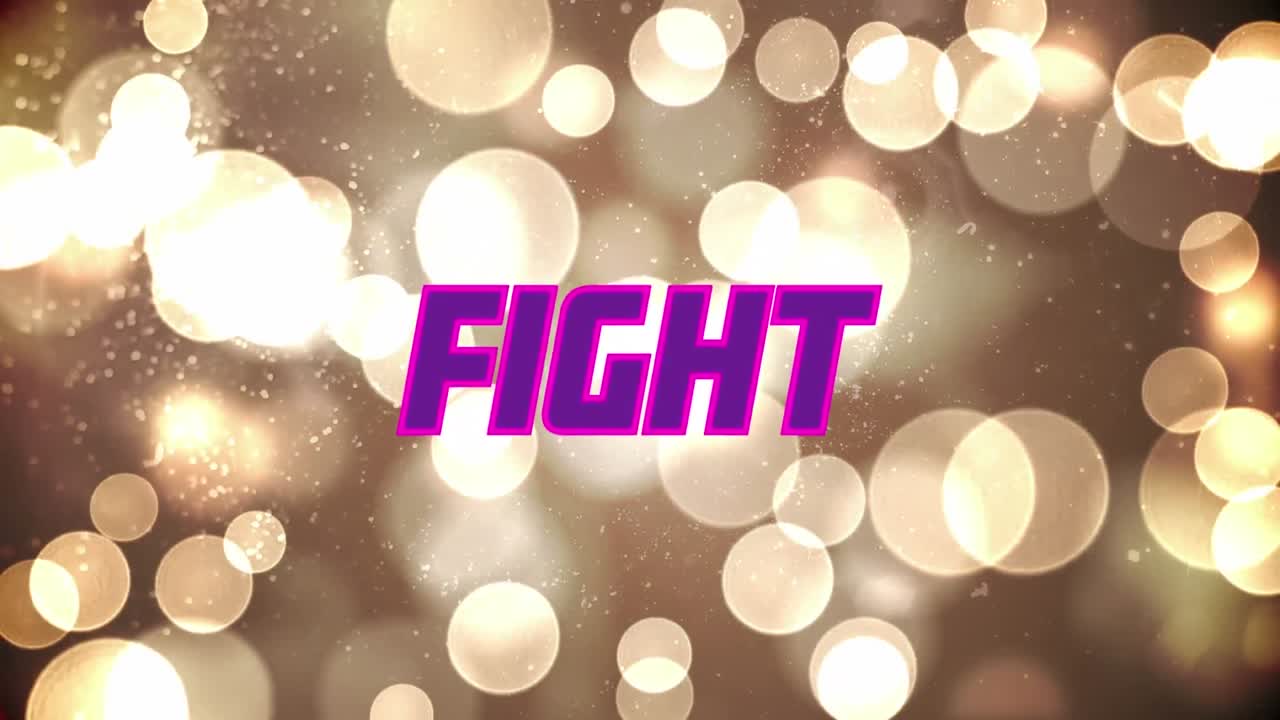 animación del texto de neón de lucha sobre las luces de los puntos