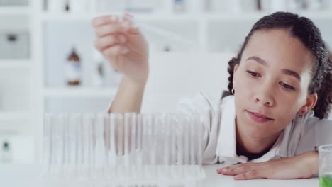 an attractive young scientist looking sleepy