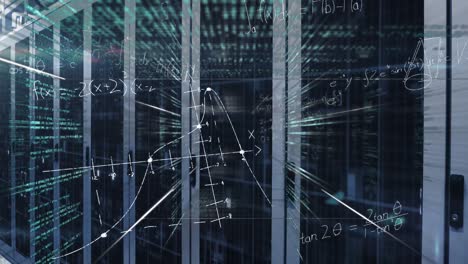 animation of data processing over server room