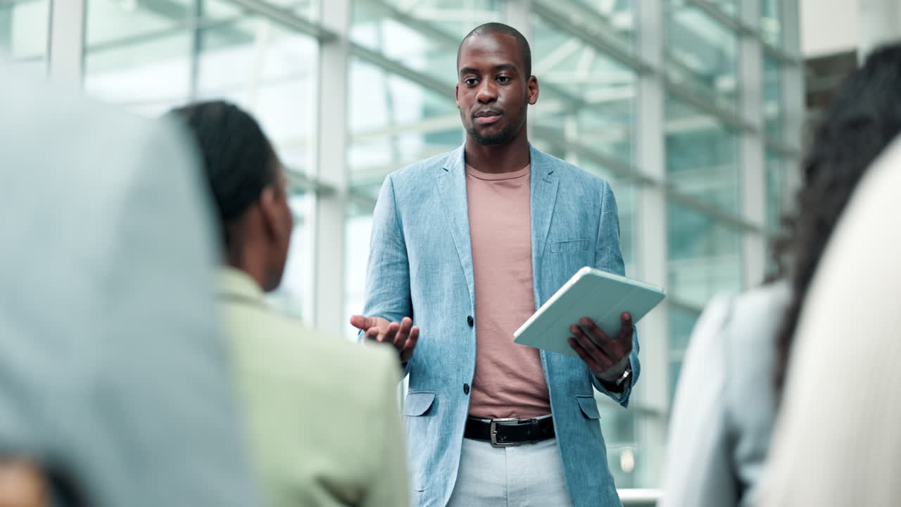 Business people, audience and presentation