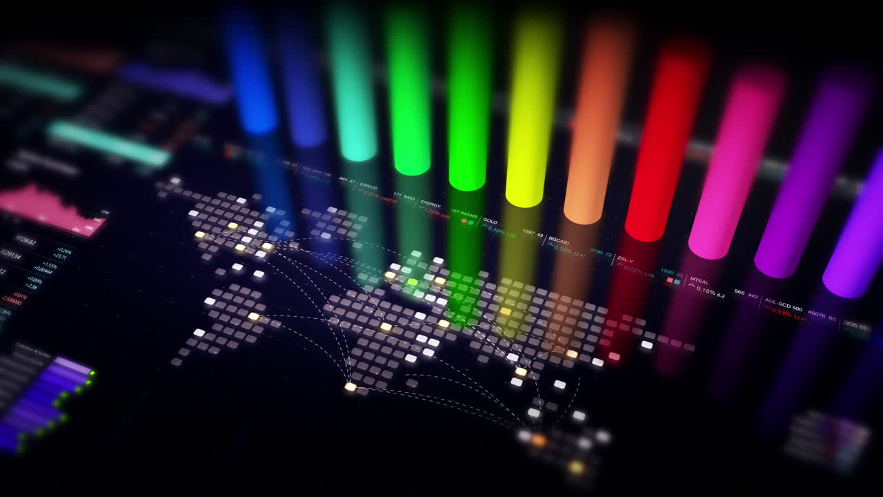 Dynamic data visuals for business info graphics, animated 3D charts, and data-driven insights for a business meeting mock-up. Explore the world of trading, stock exchanges, and crypto