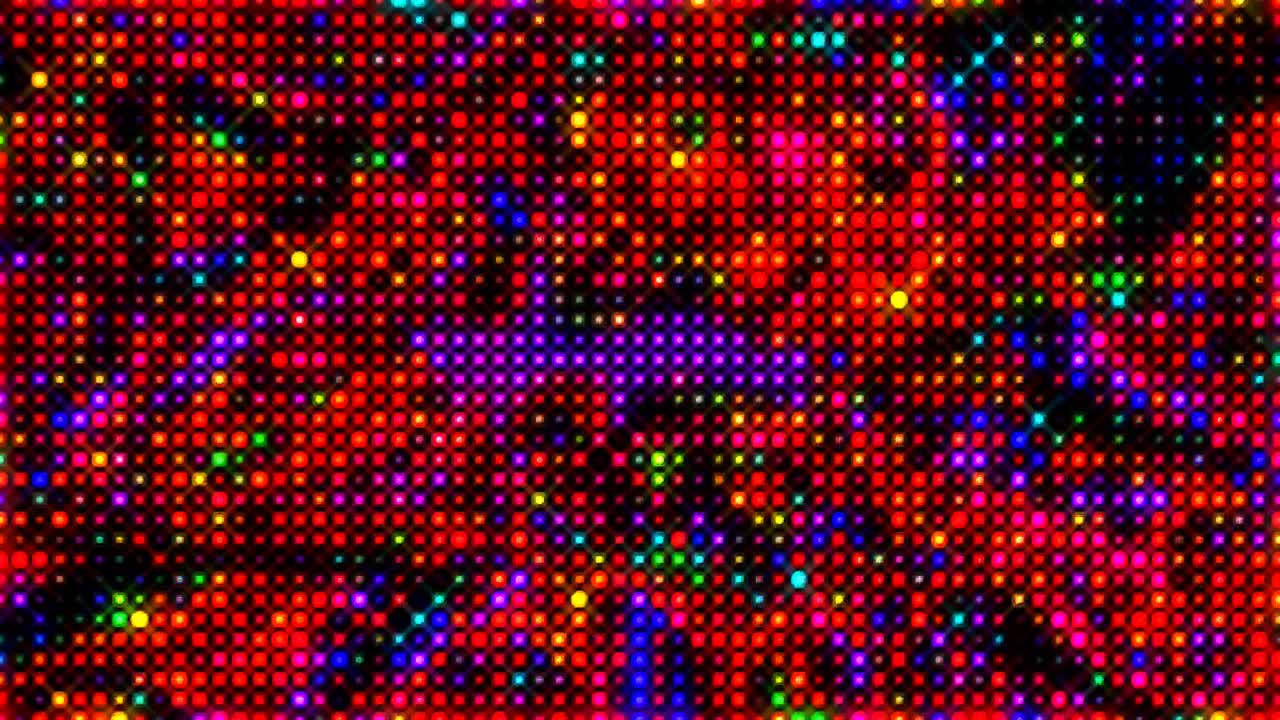 shining bright set dots wave motion, colorful, on black background