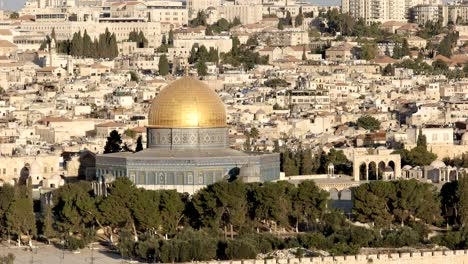 close up of dome of the rock from the mt olives in jerusalem