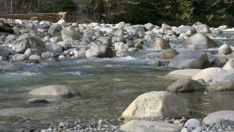 Kaltes-Wasser-Fließt-Durch-Felsige-Flussufer